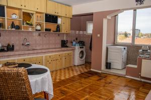 卢科维特Vilhelmov’s apartament的厨房配有水槽和洗衣机