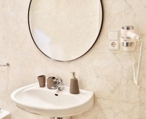 梅拉诺Rosa Rooms Meran的一间带水槽和镜子的浴室