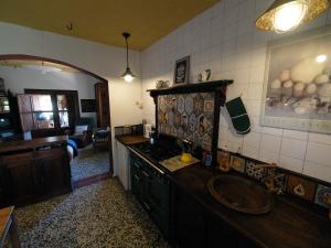 AlcuéscarLa Tierra Verde COTTAGE的厨房配有水槽和台面