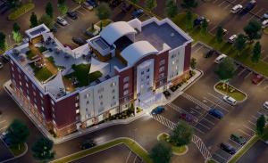 阿什维尔Candlewood Suites - Asheville Downtown, an IHG Hotel的大型建筑的顶部景观