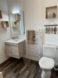 亚眠Appartement 2 personnes : LES CANAUX的浴室配有白色卫生间和盥洗盆。