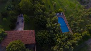 伊格莱西亚斯Casa vacanze Maria Maddalena 1 Iglesias的享有房子顶部的景色,在树上设有一个游泳池