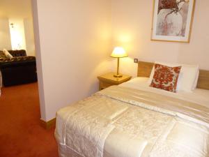 巴利巴宁卡深克斯旅馆的一间卧室配有一张带灯和沙发的床