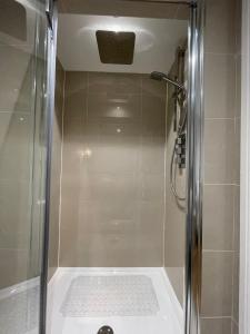 圣艾夫斯弗兹克罗夫特12号住宿加早餐旅馆的浴室里设有玻璃门淋浴