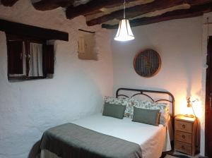 特雷韦莱斯La Abuela Mercedes en Trevélez的一间小卧室,配有床和灯