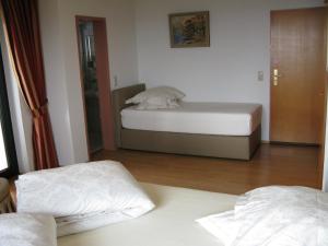 莫什尼卡德拉加Bed and Breakfast Villa Iris的配有四柱床的客房内的两张床