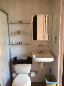 Emiliano ZapataVilla Paraiso的一间带水槽、卫生间和镜子的浴室