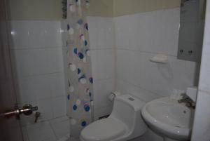普诺SUMAQ PUNO的浴室配有卫生间、盥洗盆和淋浴。