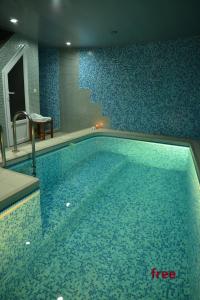 埃里温Ivy Boutique Hotel的墙上设有蓝色瓷砖的大型游泳池