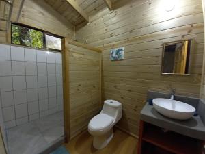 乌维塔Cabinas Costa Tropicana的一间带卫生间和水槽的浴室