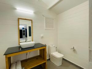 帕罗林Cocos Beach Resort的一间带水槽和卫生间的浴室