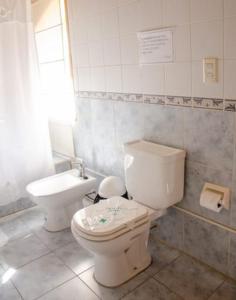 乔斯马拉尔Hosteria La Farfalla的一间带卫生间和水槽的浴室