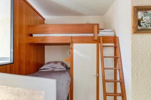 拉克吕萨Sunny studio with balcony的配有梯子的小客房内的双层床