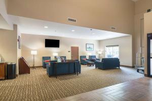 GrayslakeComfort Suites Grayslake near Libertyville North的客厅配有沙发椅和电视