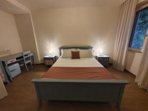 西尔米奥奈La Lampara的一间卧室配有一张带2个床头柜的大床