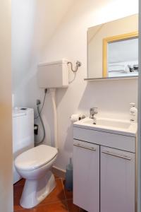 斯顿Holiday Home Anima Maris的一间带卫生间、水槽和镜子的浴室