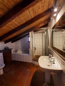 比纽埃拉Attico Los Montes with private pool的浴室配有盥洗盆、卫生间和浴缸。