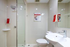 芭东海滩Red Planet Phuket Patong - SHA Extra Plus的带淋浴、卫生间和盥洗盆的浴室