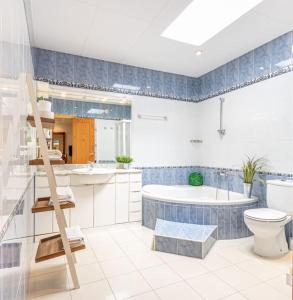 艾姆布里亚布拉瓦S46-CASA con PISCINA privada, CENTRO - WIFI的一间带卫生间和浴缸的浴室