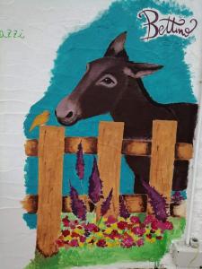 圣特雷莎加卢拉Azienda Agricola Li Nalboni的围栏后面一头牛的画
