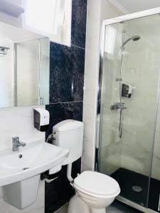 百乐费利克斯维尔威尔第公寓的浴室配有卫生间、淋浴和盥洗盆。