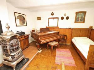 ŠamoniceHoliday Home Podoli by Interhome的一间卧室配有钢琴和一张床