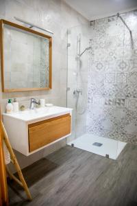 塔鲁丹特Pure apartments的一间带水槽和淋浴的浴室