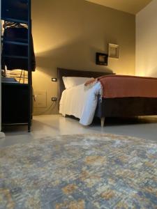 切塞纳Casimiro Rooms的一间卧室配有一张床和地毯