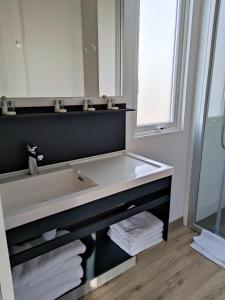 斯欣费尔德德布伦克伯格小屋公园洋房汽车旅馆的一间带水槽和镜子的浴室