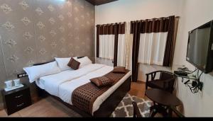 拉尼凯特The Ranikhet Continental的一间卧室配有一张床和一台平面电视