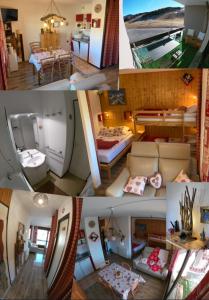 拉茹杜罗普Appartement montagnard LA JOUE DU LOUP 30M² PIED PISTES 5pers 3+++的一幅房间四幅图片的拼图