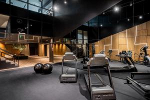 波尔图HF伊帕内玛公园的建筑物内带有重量训练器材的健身房