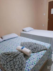 托坎廷斯州圣费利克斯POUSADA ROTA DAS ÁGUAS的两张睡床彼此相邻,位于一个房间里