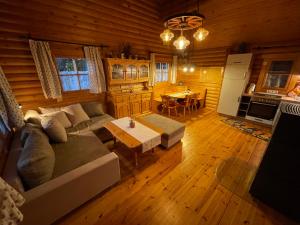 BaierdorfFerienhütte Bosic的客厅配有沙发和桌子