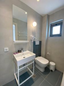 干尼亚弗里尼酒店 的浴室配有白色水槽和卫生间。
