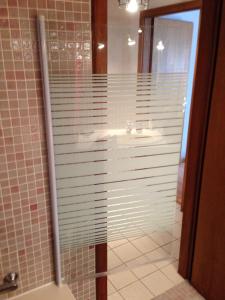 勒奥瓦尔德阿德莱德公寓的浴室内带水槽的玻璃淋浴间