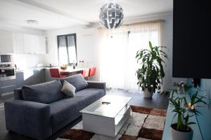 DumbrăviţaBIO Residence Apartments Timisoara的客厅配有沙发和桌子