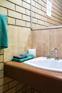 ClermontGrand Hotel Motel的一间带水槽和台面毛巾的浴室