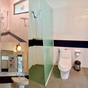 考索Khao Sok River Lodge Hotel的一间带卫生间和水槽的浴室
