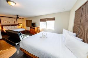埃斯蒂斯帕克墨菲河洛奇酒店的酒店客房配有两张床和一张书桌