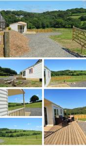 利斯卡德Private country caravan surrounded by fields的房屋和围栏的四张不同照片