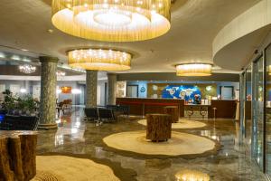 帕莫卡莱多加保健Spa酒店的酒店大堂设有吊灯