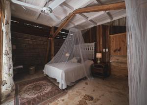 El ValleEl Valle Lodge的一间卧室配有一张带蚊帐的床