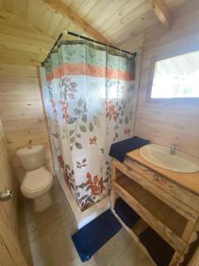 锡帕基拉Serás Libre Refugio的一间带卫生间和水槽的小浴室
