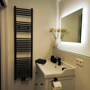 兰肯-格拉尼茨Appartement RügenZeit的一间带水槽和镜子的浴室