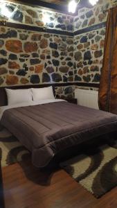 帕雷斯阿吉萨那辛诺娜潘神公寓的石墙房间内的一张床位