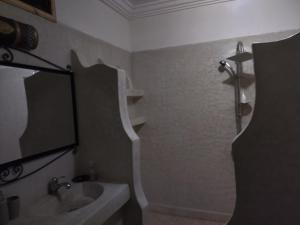 布马伦Riad Gabsi Dades的一间带水槽、镜子和淋浴的浴室