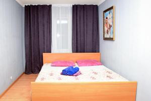 第聂伯罗Apartment Pushkina的一间卧室配有一张带两个粉红色枕头的床