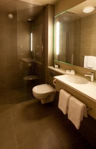 韦斯特曼纳埃亚尔韦斯特曼伊雅尔酒店的一间带卫生间、水槽和镜子的浴室