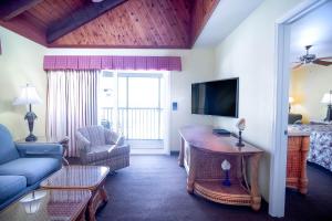 彭萨科拉海滩Soundside Holiday Beach Resort的带沙发和电视的客厅